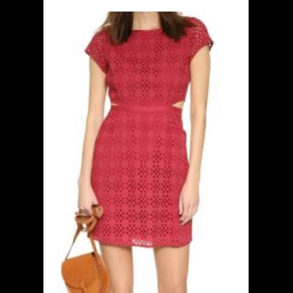 Madewell Red Eyelet Short Sleeved Cut-out Dress 8 - Picture 2 of 7